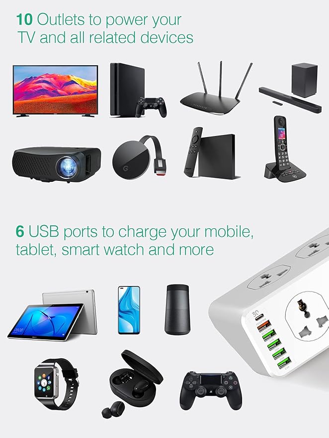 JBQ 2500W Power Extension with 10 Outlets JBQ 2500W Power Extension with 10 Outlets